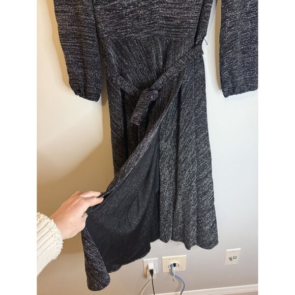 Alice + Olivia Coco Metallic Midi Dress Silver Black Sz 6 $350 [jb] - Picture 5 of 12